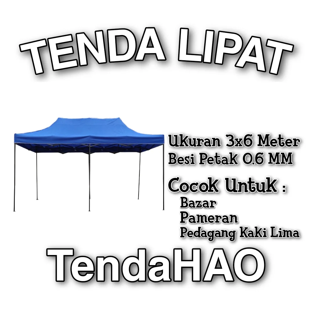 Tenda Lipat 3x6 meter rangka besi hitam TendaHAO - ukuran terbesar